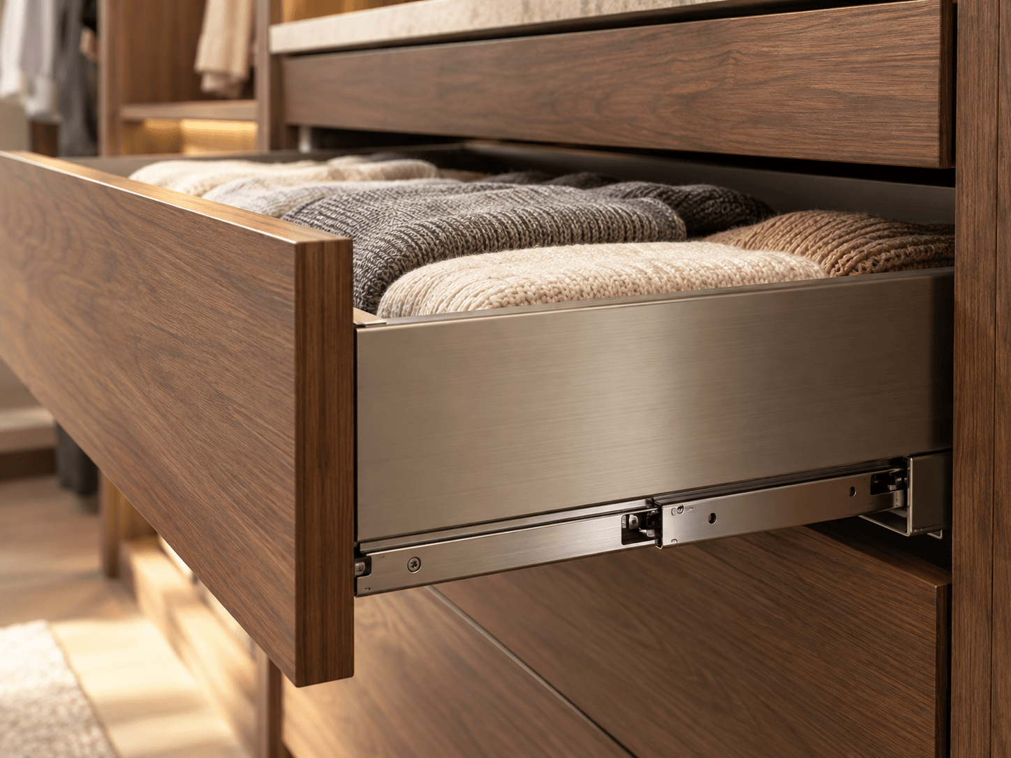 Metal-sided drawers, not stapled particleboard